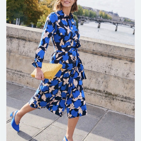 Boden Dresses & Skirts - Boden Isadora Shirt Dress Floral Blue Pink Cotton Dress Button Down Collared: 4